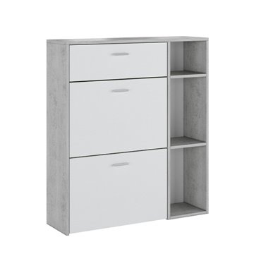 Scarpiera Takimi cemento e bianco 2 ante a ribalta e cassetto 90x26x101,5H