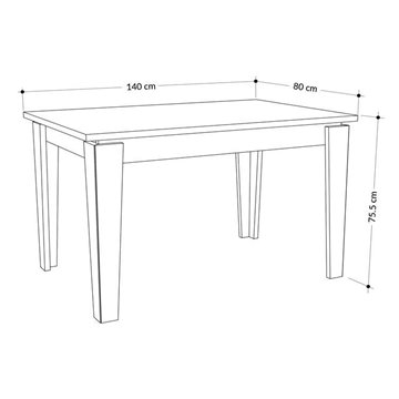Tavolo allungabile 140x80 cm Tolmen colore retro grey