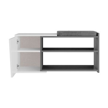 Scarpiera panca Fiona 104.6x37.5x47.2 colore bianco antracite