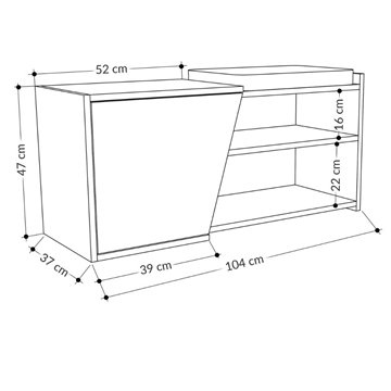 Scarpiera panca Fiona 104.6x37.5x47.2 colore bianco antracite