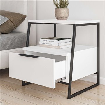 Comodino bianco Pal 45x41x50 cm - Stile Moderno e Funzionalità in un Design Raffinato