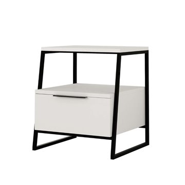 Comodino bianco Pal 45x41x50 cm - Stile Moderno e Funzionalità in un Design Raffinato