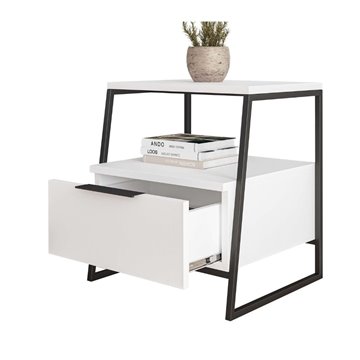 Comodino bianco Pal 45x41x50 cm - Stile Moderno e Funzionalità in un Design Raffinato