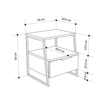 Comodino bianco Pal 45x41x50 cm - Stile Moderno e Funzionalità in un Design Raffinato