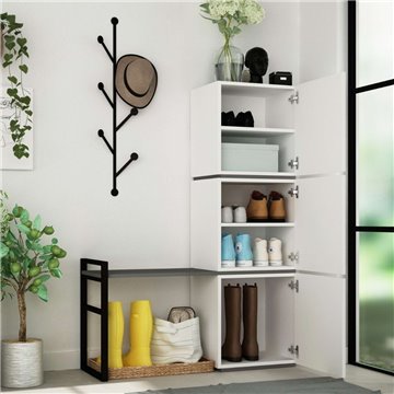 Mobile Ingresso Mello colore bianco e antracite con appendiabiti 109x39x149H