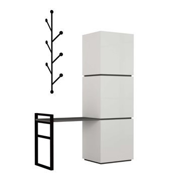 Mobile Ingresso Mello colore bianco e antracite con appendiabiti 109x39x149H