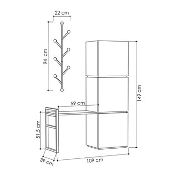 Mobile Ingresso Mello colore bianco e antracite con appendiabiti 109x39x149H