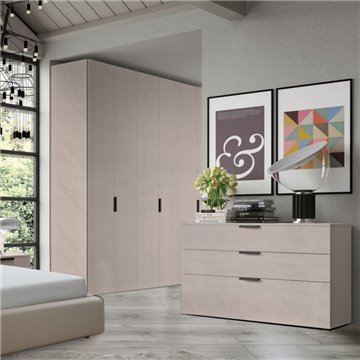 Camera da letto completa color canapa frassinato e maniglie antracite - Lulu