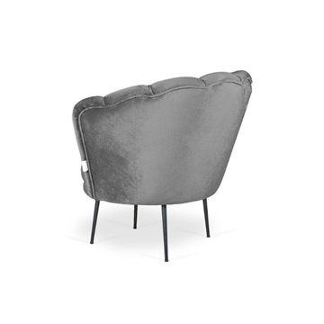Poltrona a conchiglia con rivestimento in velluto colore grigio - Orel