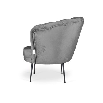 Poltrona a conchiglia con rivestimento in velluto colore grigio - Orel
