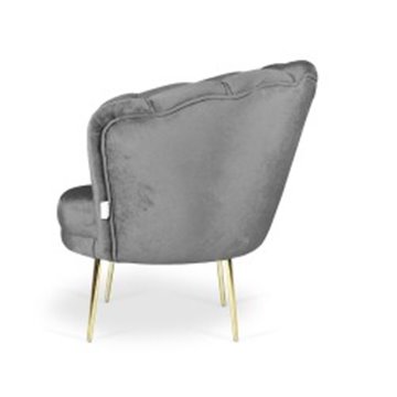 Poltrona a conchiglia con rivestimento in velluto colore grigio - Orel