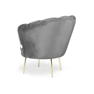 Poltrona a conchiglia con rivestimento in velluto colore grigio - Orel