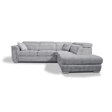 Divano Angolare Carovigno con Penisola destra e Pouff Contenitore 270x240x75H - Comfort e Design in Tessuto Teddy Grigio