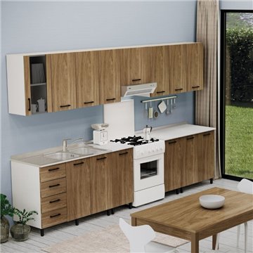 Vetrina pensile per cucina con doppia anta colore noce naturale 80x72H cm
