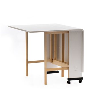 Tavolo Salvaspazio Trio Pieghevole 24x90x78 cm Bianco Frassinato