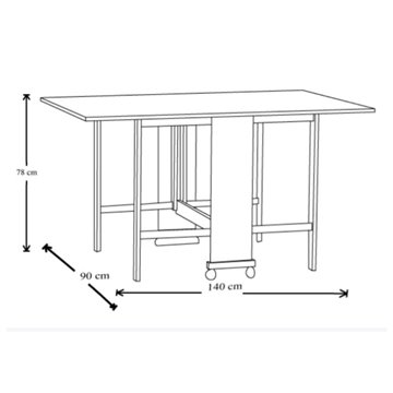 Tavolo Salvaspazio Trio Pieghevole 24x90x78 cm olmo