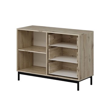 Madia Esta rovere chiaro e antracite con effetto cannettato 120x45x90H