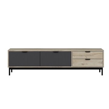 Mobile porta TV Esta rovere chiaro e antracite con effetto cannettato 180x35x47H