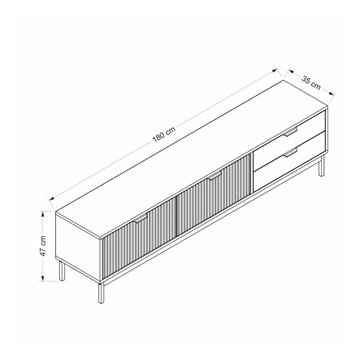 Mobile porta TV Esta rovere chiaro e antracite con effetto cannettato 180x35x47H