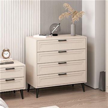 Cassettiera Prime 4 cassetti colore cashmere 90x45x90H - Stile e funzionalità per ogni spazio