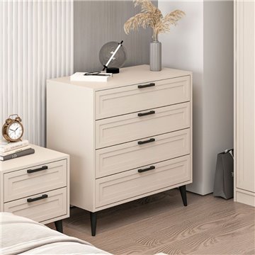 Cassettiera Prime 4 cassetti colore cashmere 90x45x90H - Stile e funzionalità per ogni spazio