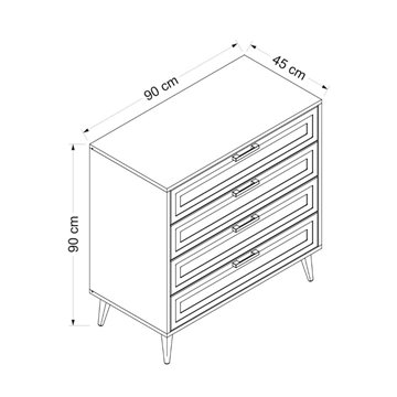Cassettiera Prime 4 cassetti colore cashmere 90x45x90H - Stile e funzionalità per ogni spazio