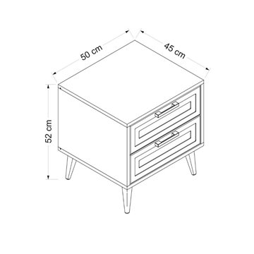 Comodino Prime 2 cassetti colore cashmere 50x45x52H - Eleganza e funzionalità
