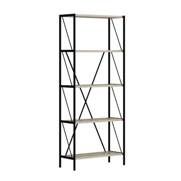 Libreria nera e rovere Axel 62x26x150H - Stile industriale e funzionalità per ogni ambiente