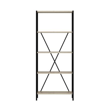 Libreria nera e rovere Axel 62x26x150H - Stile industriale e funzionalità per ogni ambiente
