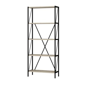 Libreria nera e rovere Axel 62x26x150H - Stile industriale e funzionalità per ogni ambiente
