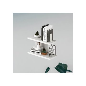 Coppia mensole colore bianco frassinato 60x23 cm con reggimensole