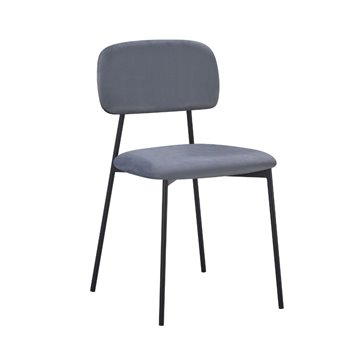 Sedia Shen in vellutino grigio e gambe in metallo nero 44x49x78H