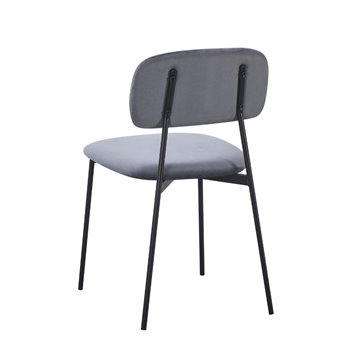 Sedia Shen in vellutino grigio e gambe in metallo nero 44x49x78H
