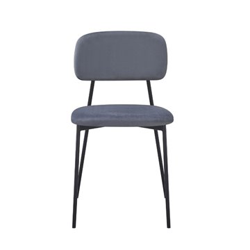 Sedia Shen in vellutino grigio e gambe in metallo nero 44x49x78H