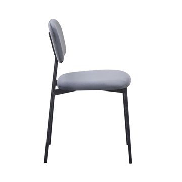 Sedia Shen in vellutino grigio e gambe in metallo nero 44x49x78H