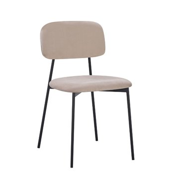 Sedia Shen in vellutino taupè e gambe in metallo nero 44x49x78H