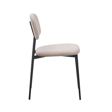 Sedia Shen in vellutino taupè e gambe in metallo nero 44x49x78H