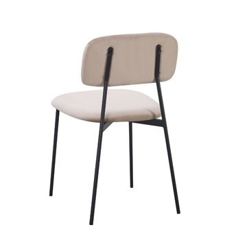 Sedia Shen in vellutino taupè e gambe in metallo nero 44x49x78H