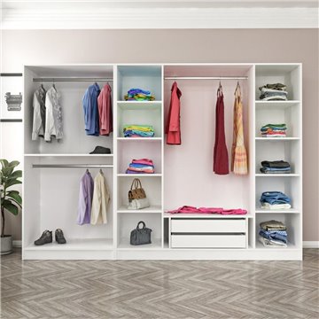Armadio Kale 6 ante battenti bianco con specchi 270x52x190H - Eleganza e capienza
