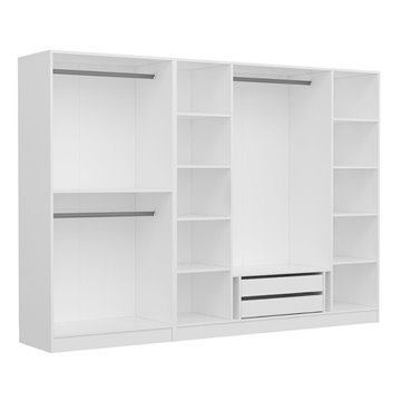 Armadio Kale 6 ante battenti bianco con specchi 270x52x190H - Eleganza e capienza