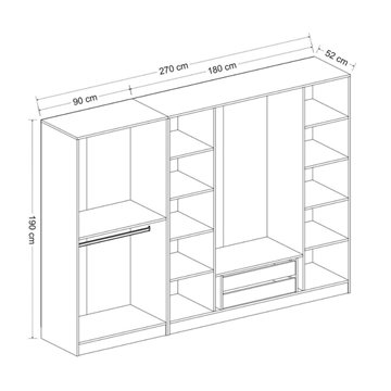 Armadio Kale 6 ante battenti bianco con specchi 270x52x190H - Eleganza e capienza