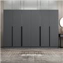 Armadio Kale 6 ante battenti effetto cannettato antracite 270x52x210H - Eleganza e capienza