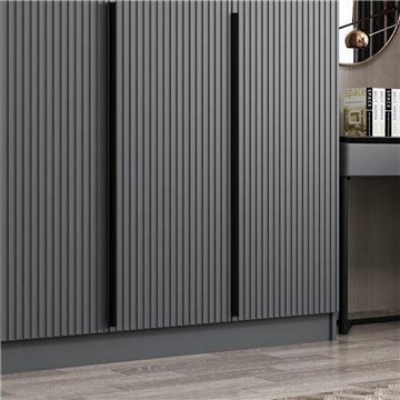 Armadio Kale 6 ante battenti effetto cannettato antracite 270x52x210H - Eleganza e capienza