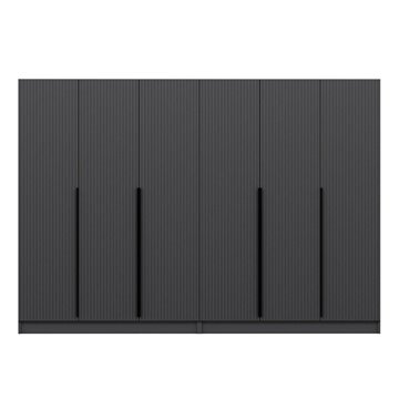 Armadio Kale 6 ante battenti effetto cannettato antracite 270x52x210H - Eleganza e capienza