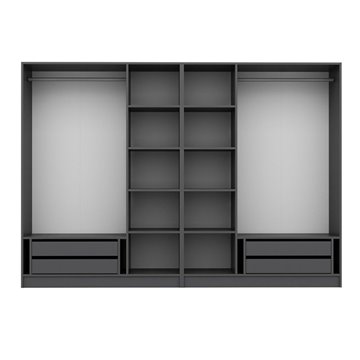 Armadio Kale 6 ante battenti effetto cannettato antracite 270x52x210H - Eleganza e capienza