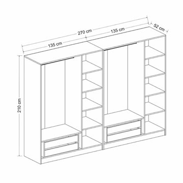 Armadio Kale 6 ante battenti effetto cannettato antracite 270x52x210H - Eleganza e capienza