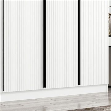 Armadio Kale 6 ante battenti effetto cannettato bianco 270x52x210H - Eleganza e capienza