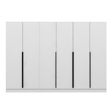 Armadio Kale 6 ante battenti effetto cannettato bianco 270x52x210H - Eleganza e capienza