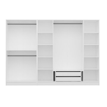 Armadio Kale 6 ante battenti effetto cannettato bianco 270x52x210H - Eleganza e capienza