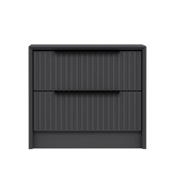Comodino Kale antracite effetto cannettato due cassetti incassati 53x45x45H